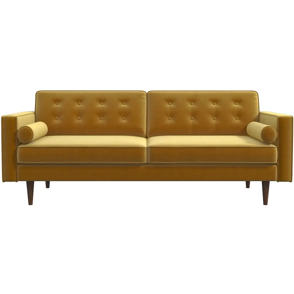 Casey Velvet Loveseat Yellow Velvet Upholstered Sofa ashcroft furniture