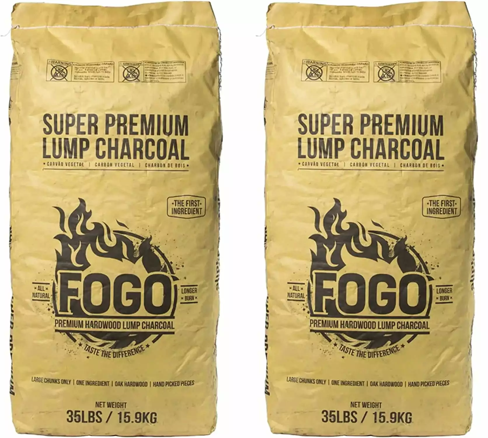 FOGO Super Luxury Oak Restaurant Standard All-Natural Large Sized Hardwood Lump Charcoal Grilling and Smoking 35 Pound Bag...