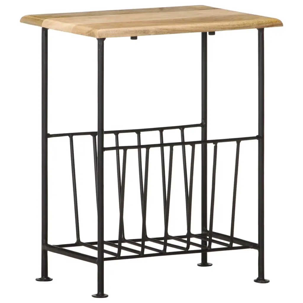 Magazine Rack 15.7x11.8x19.7 Inches Solid Mango Wood and Steel Organizer