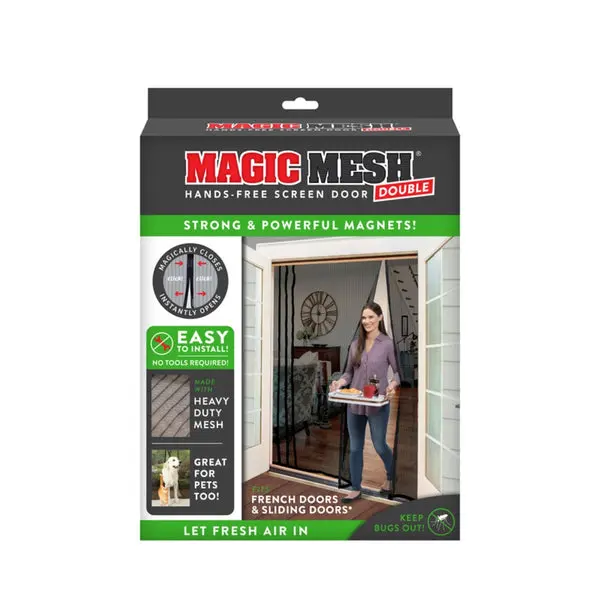 Magic Mesh MM351106 Hands-Free Magnetic Screen Door Black Easy Access