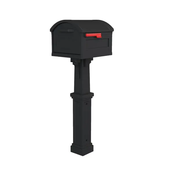 Gibraltar Mailboxes GHC40BAM Black Mailbox and Post Combo Durable Outdoor Use