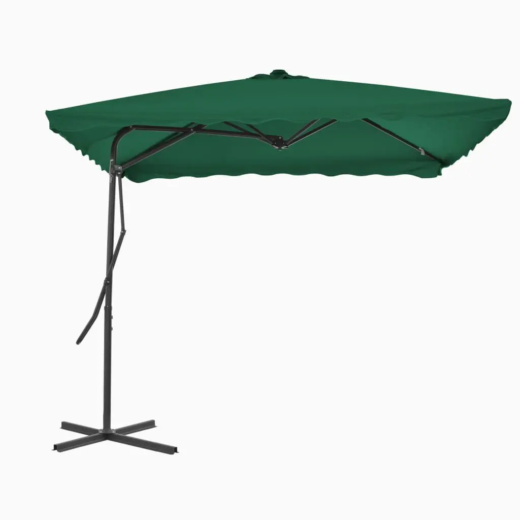 Garden Parasol Steel Pole 98.4x98.4 Inches Green Outdoor Umbrella