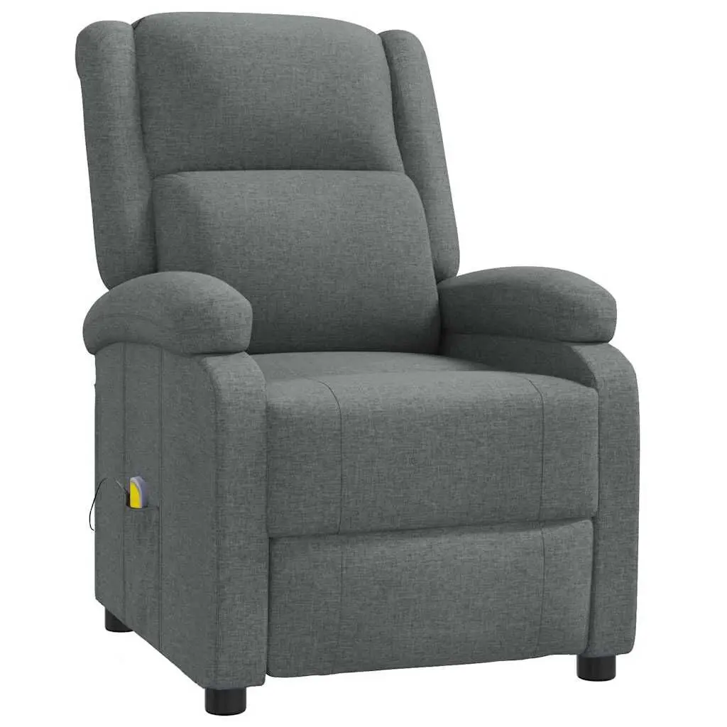Massage Chair Dark Gray Fabric Recliner Multiple Functions
