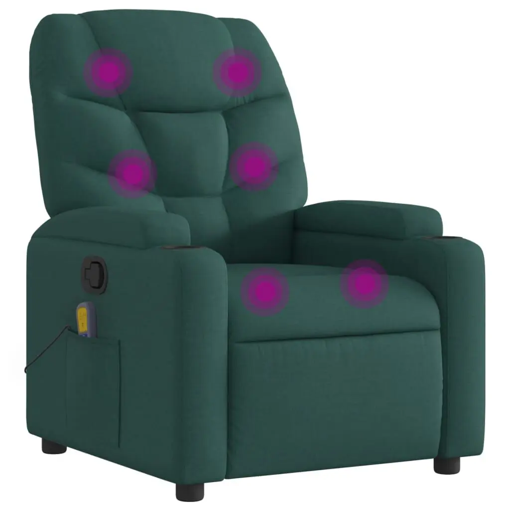 Dark Green Fabric Massage Recliner Chair Heat and Vibration