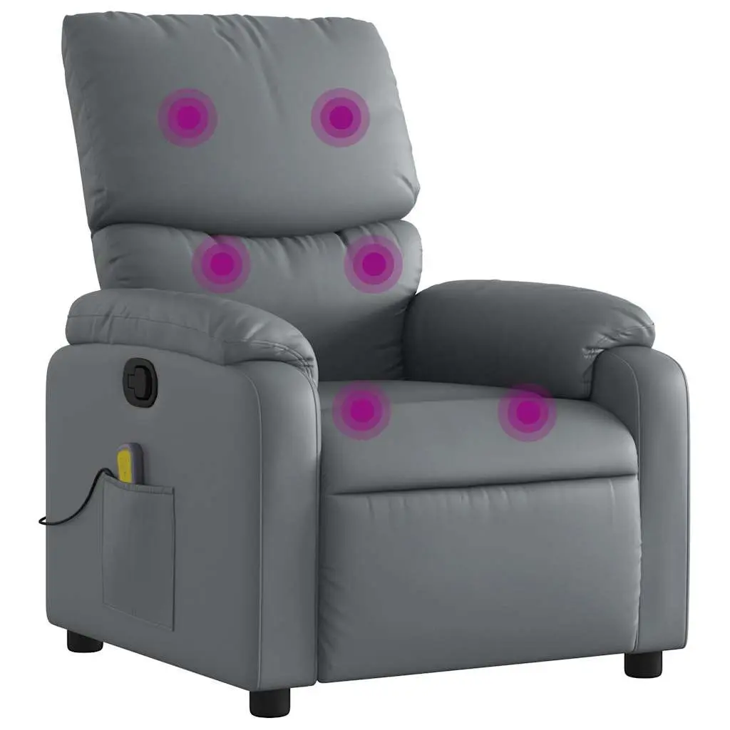 Gray Faux Leather Massage Recliner Chair Heat and Vibration