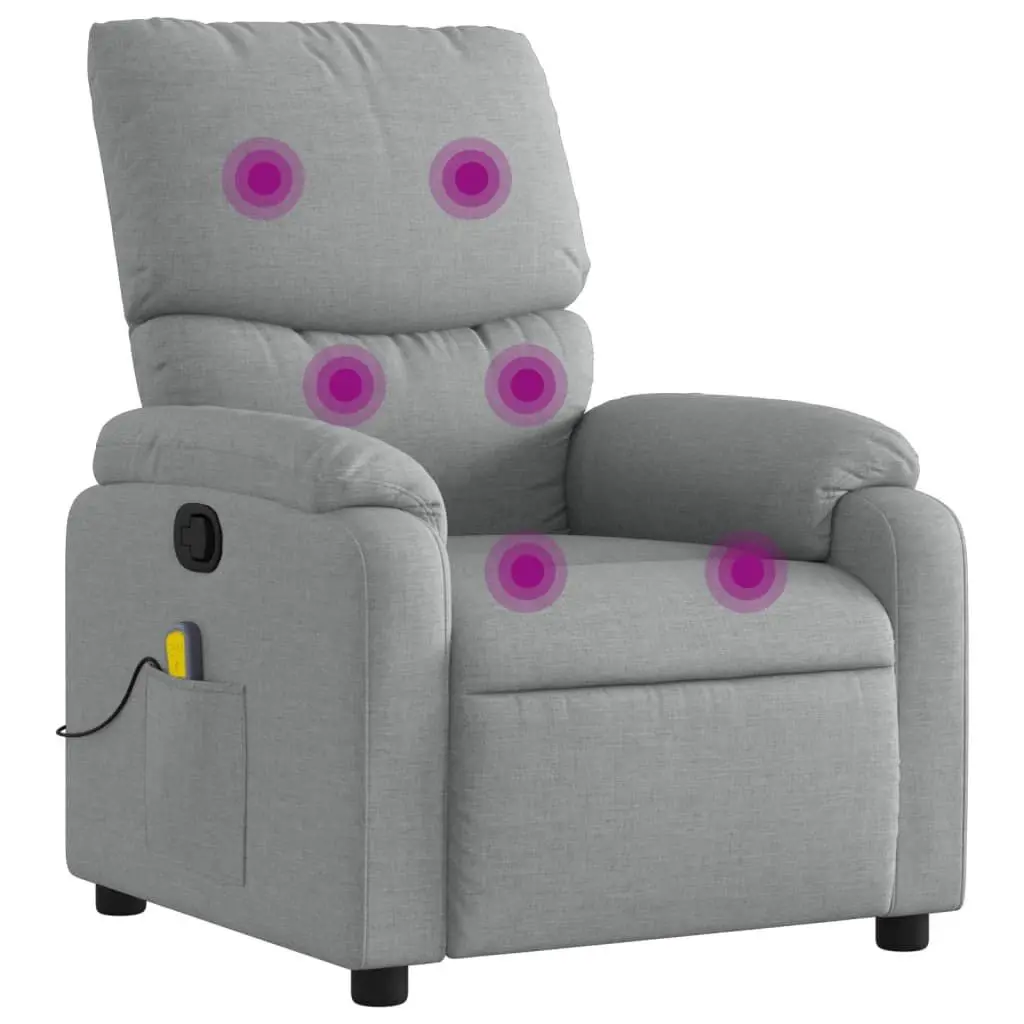 Light Gray Fabric Massage Recliner Chair Heat and Vibration