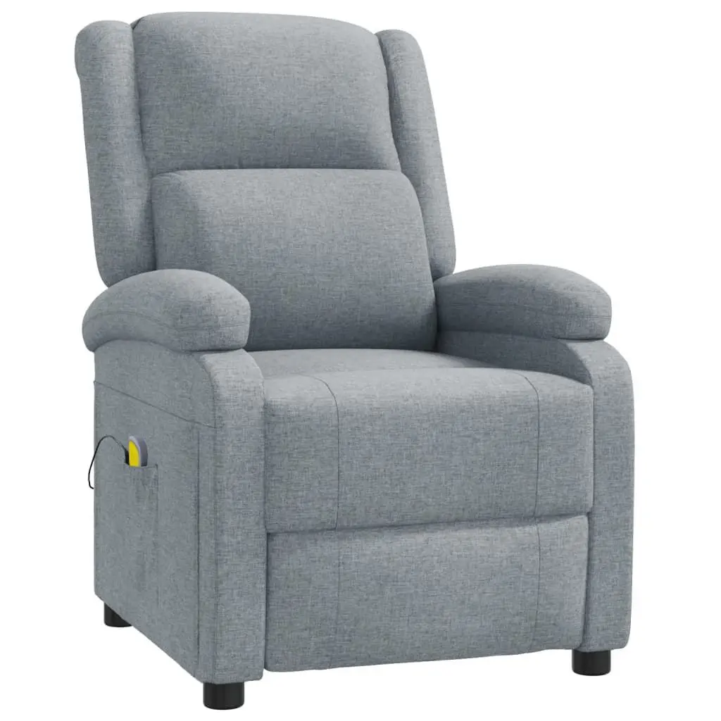 Massage Chair Light Gray Fabric Recliner Multiple Functions