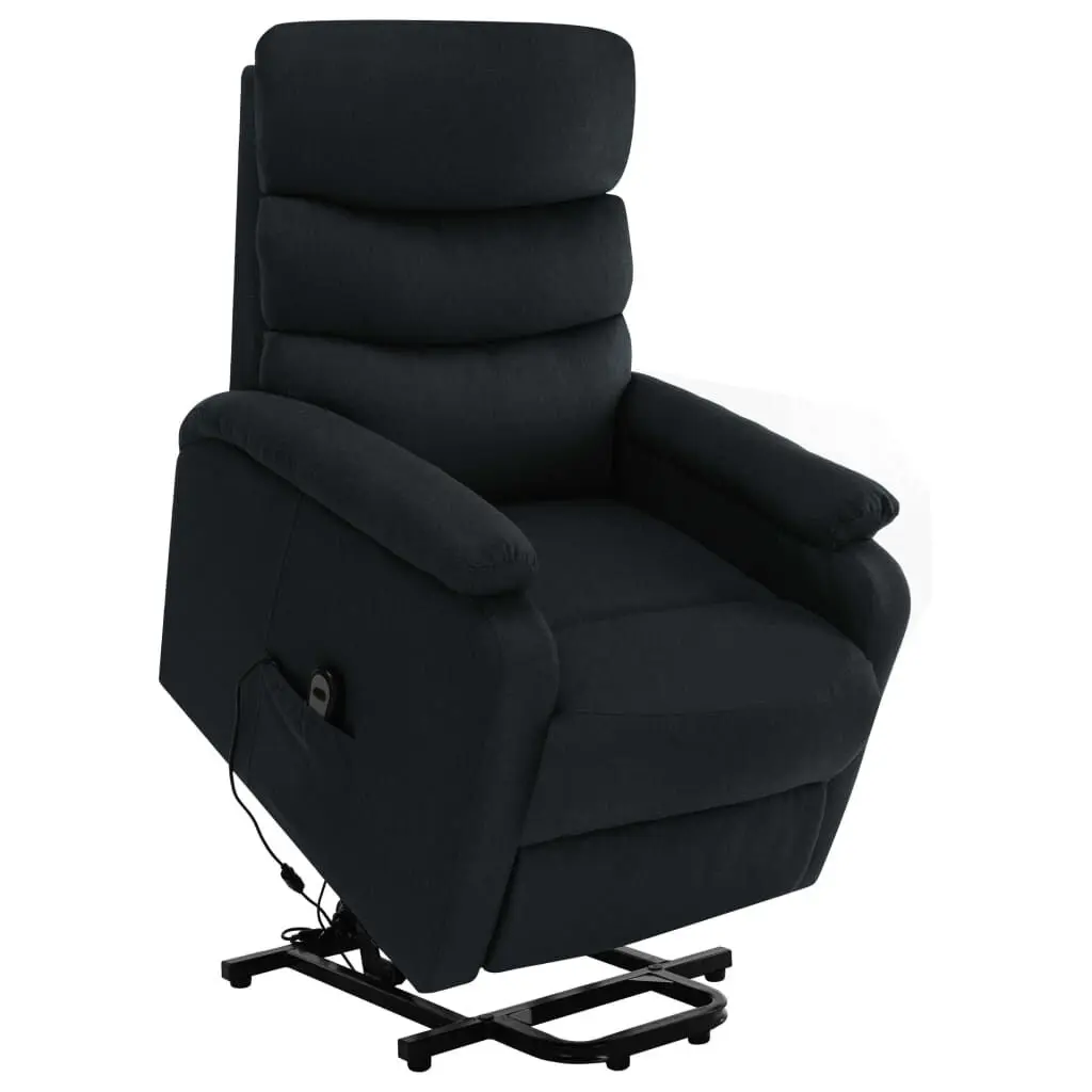 Power Lift Massage Recliner Black Fabric Heat and Vibration Home