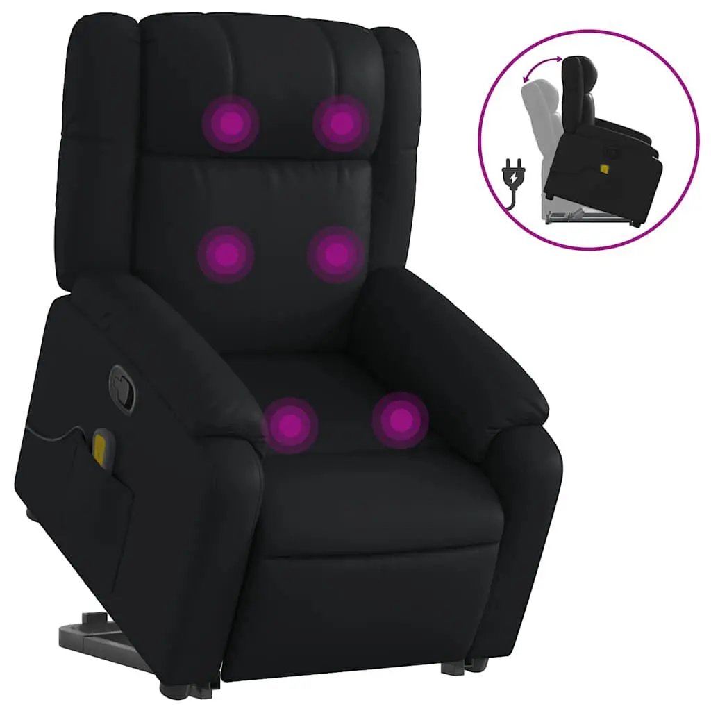 Stand up Massage Recliner Chair Black Faux Leather Electric Zero Gravity