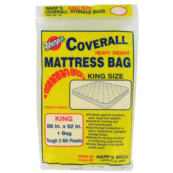 Warp's Heavyweight King Size Mattress Storage Bag 86 x 92 Inches Yellow Protection