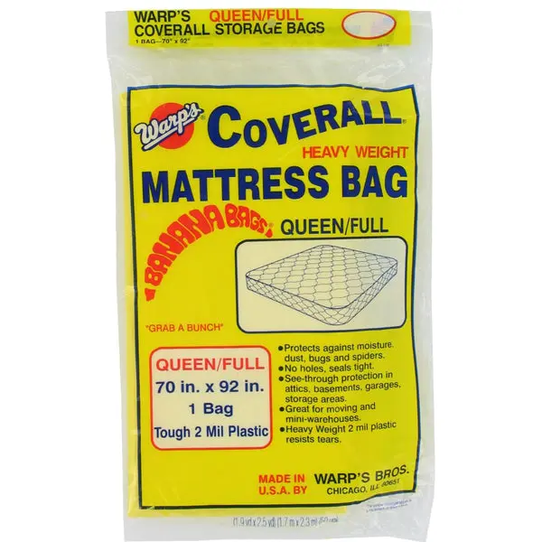 Warp's Heavyweight Queen/Full Mattress Storage Bag 70 x 92 Inches Yellow Protection