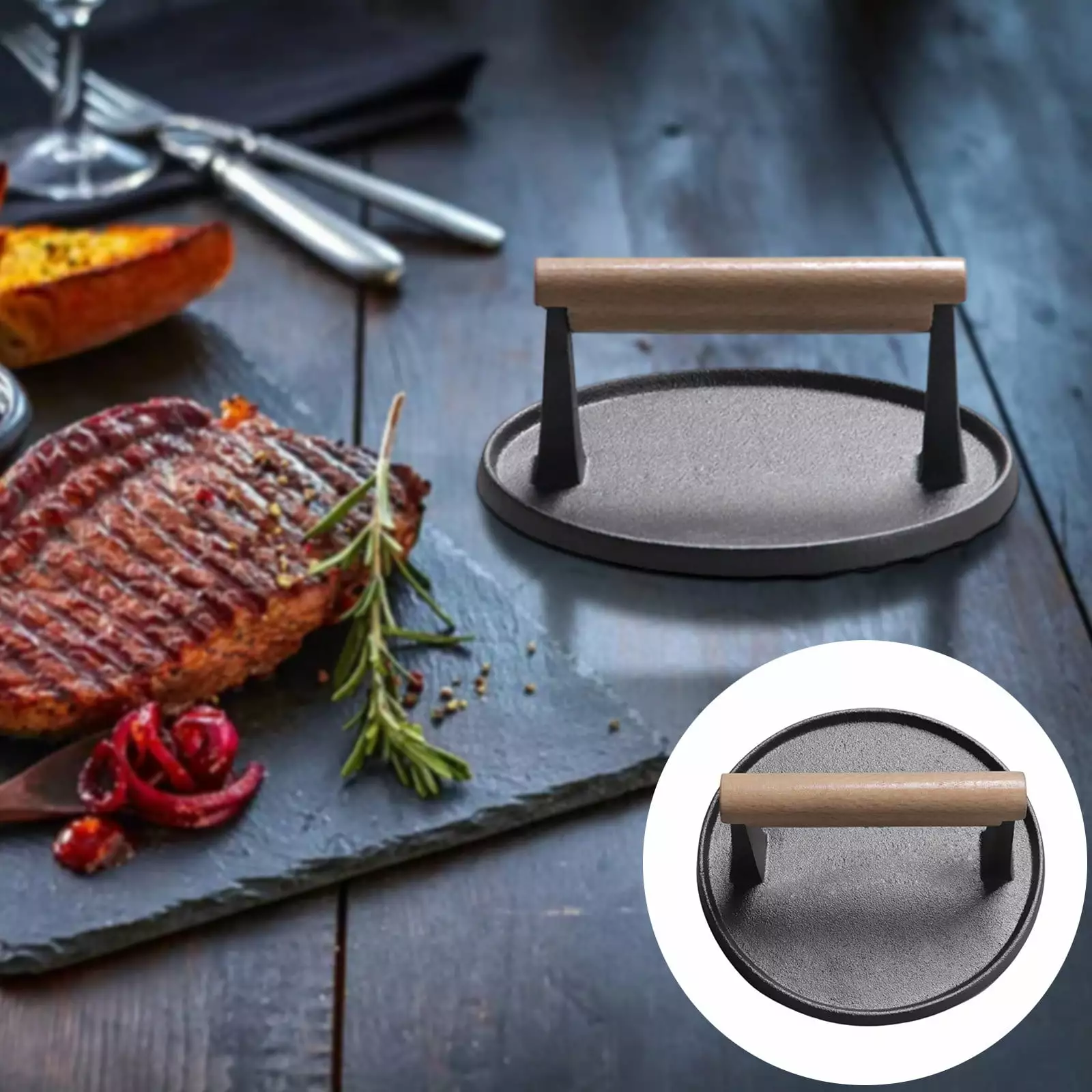 Accaprate Steak Pressure Plate BBQ Tool Teppanyaki Squid Press Outdoor Cooking One