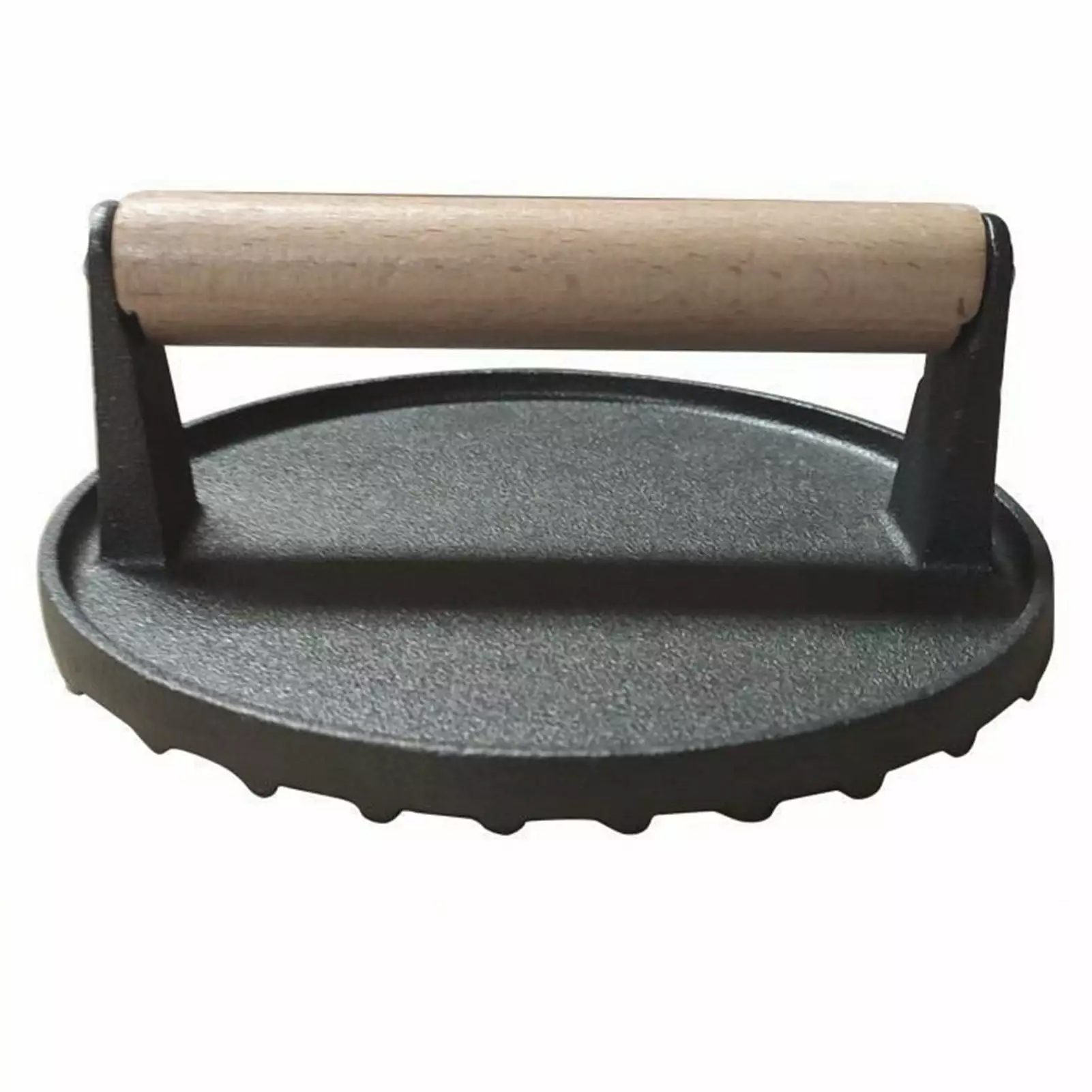 Hesroicy Cast Iron Beef Press Board Burgers Steaks and Sandwiches Wooden Handle