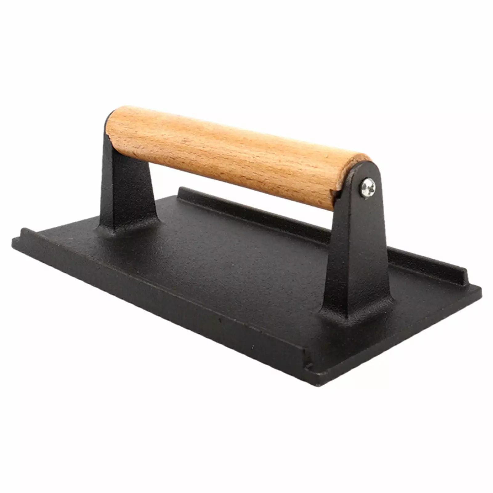 wirlsweal Heat-insulated Cast Iron Meat Press Wooden Handle Even Heat Transfer and Healthy Cooking