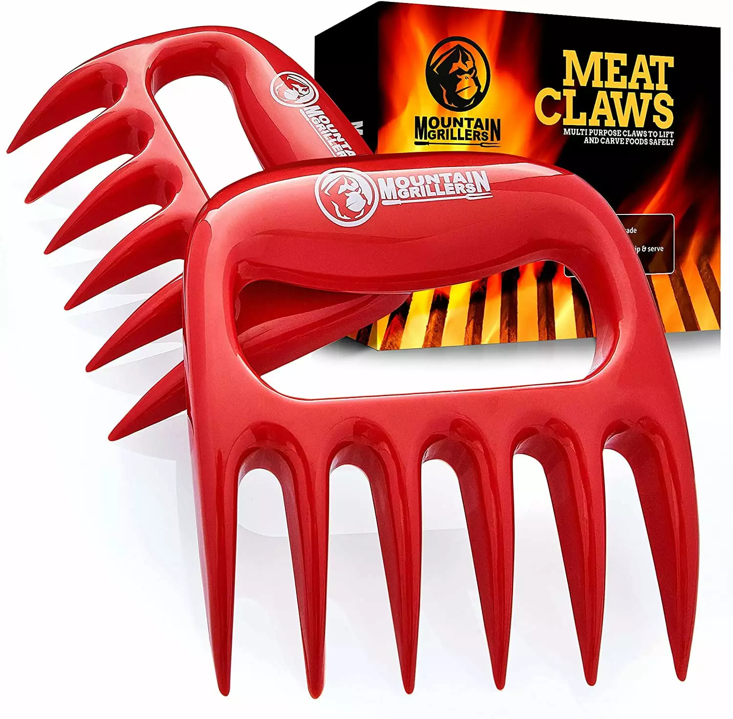 MOUNTAIN GRILLERS Bear Claws Meat Shredder BBQ Set 2 Red Handheld Shredding Tools