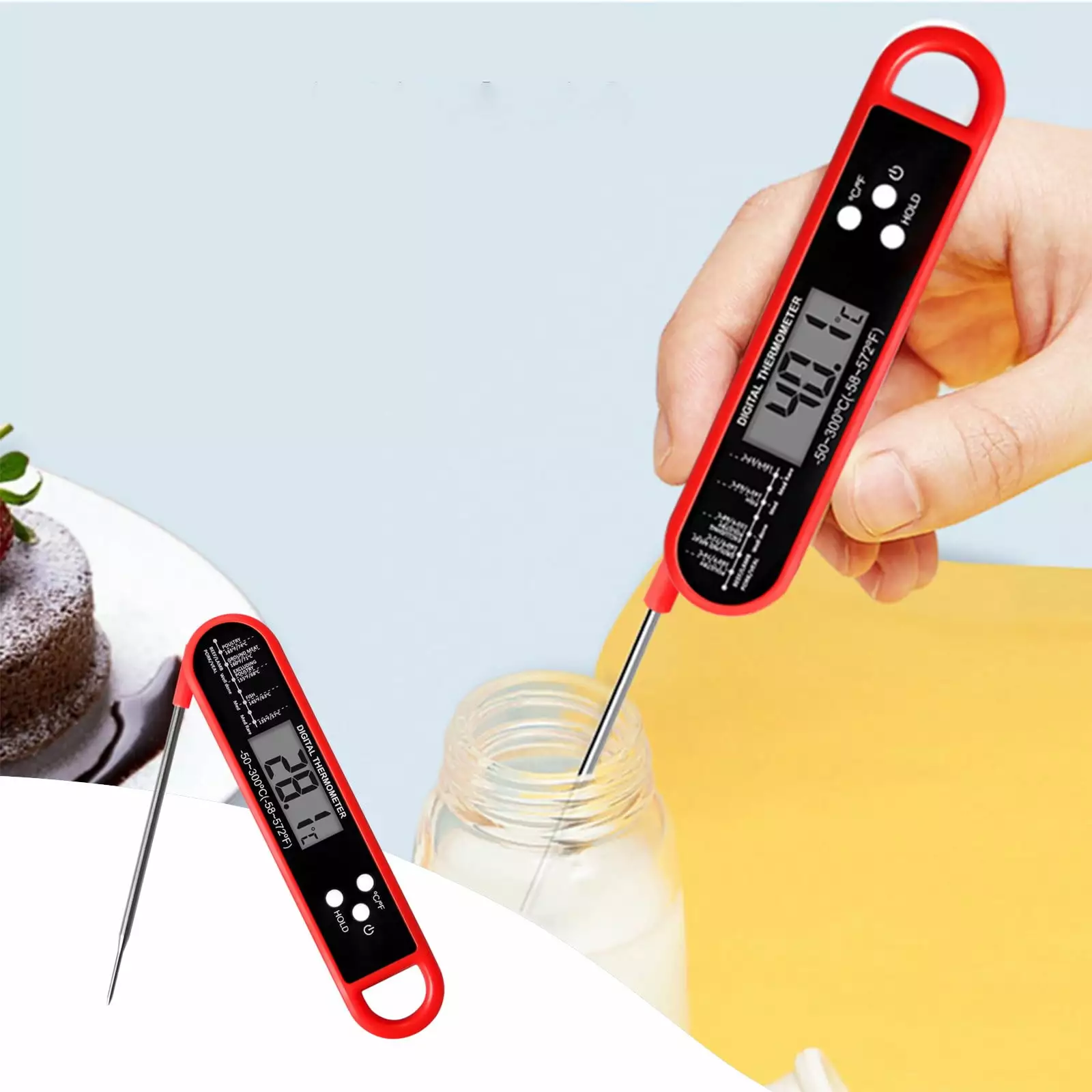 Instant Read Meat Thermometer Digital Thermometer Long Probe Kitchen Outdoor Cooking BBQ Grill Candy Men Women Clearance D...