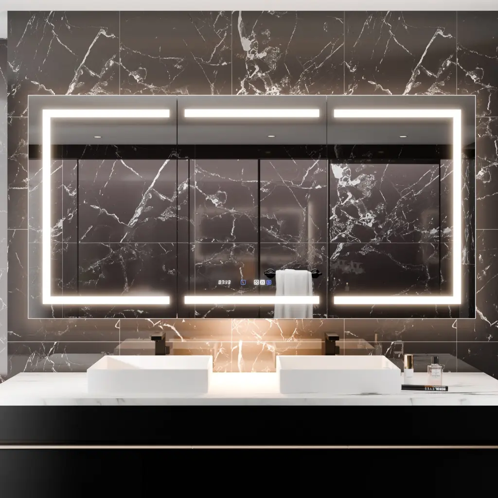 Smart LED Medicine Cabinet GFCI Outlet Blum Hinges Built Mirror global