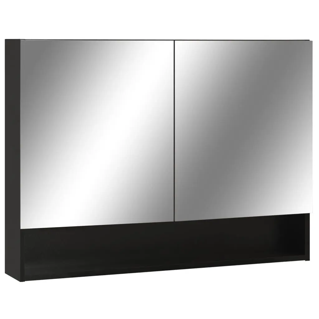 LED Bathroom Mirror Cabinet Black 31.5x5.9x23.6 Inches MDF Lights