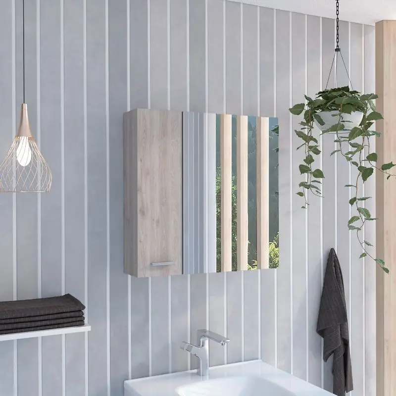 Kenya Medicine Cabinet Mirror Double Door Four Shelves Lighted Bathroom Storage rta muebles colombia