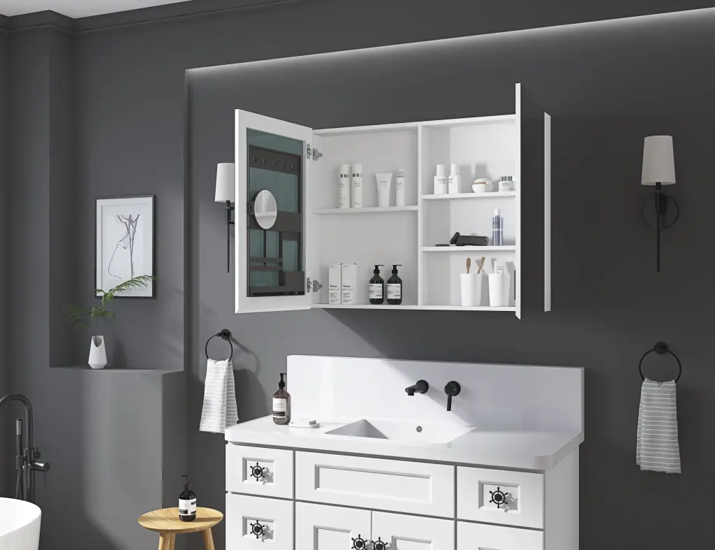 40 Inch W X 30 Inch H Surface Frameless Mirror Medicine Cabinet Beveled Mirror w1272-deen