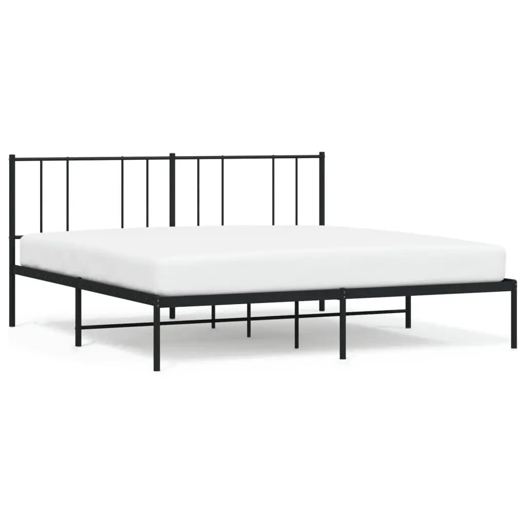 Black Metal Bed Frame Headboard 76x79.9 Inches No Mattress King Size