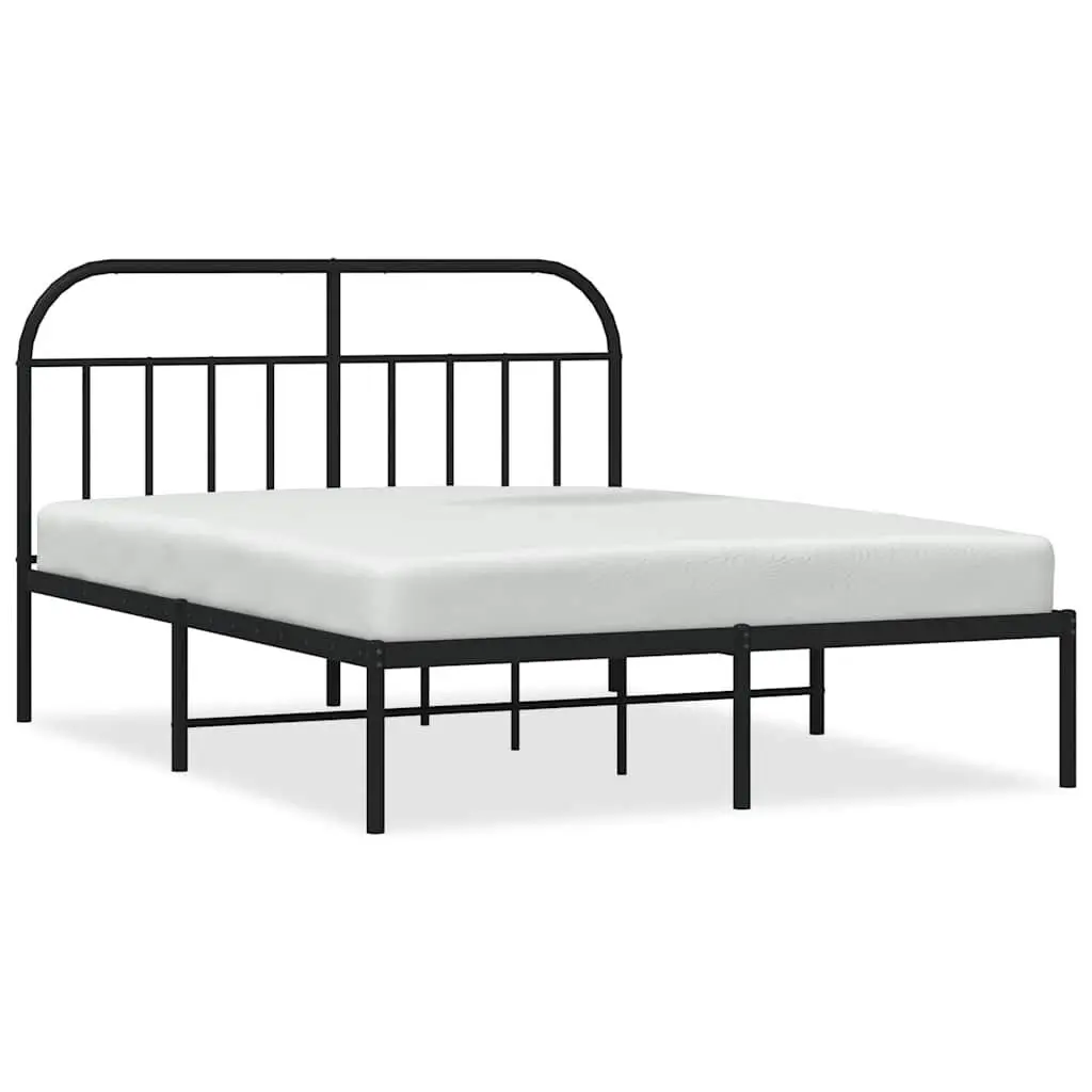 Metal Bed Frame without Mattress Headboard Black 53.1x74.8 Inches