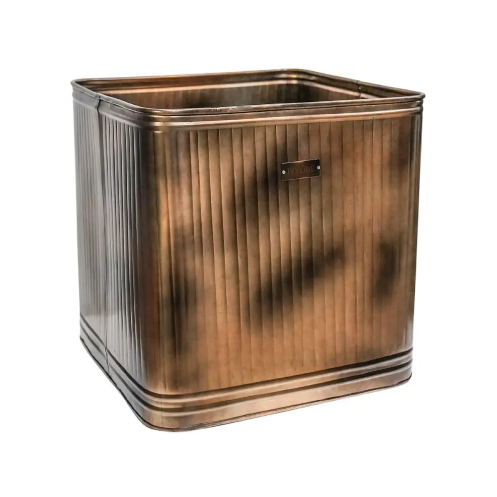 Outdoor Hampton Square Steel Planter - Copper