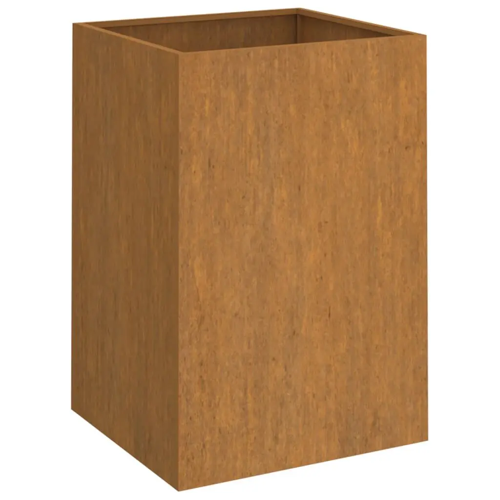 16.5x15x29.5 Inch Corten Steel Garden Planter Modern Rustic Outdoor Flower Box