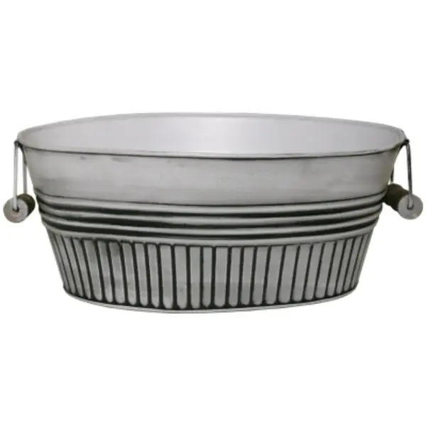 Robert Allen Metal Basin Planter Rustic White 14 Inch
