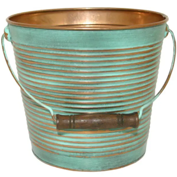 Robert Allen Ribbed Metal Planter Handle Vintage Copper 10 Inch