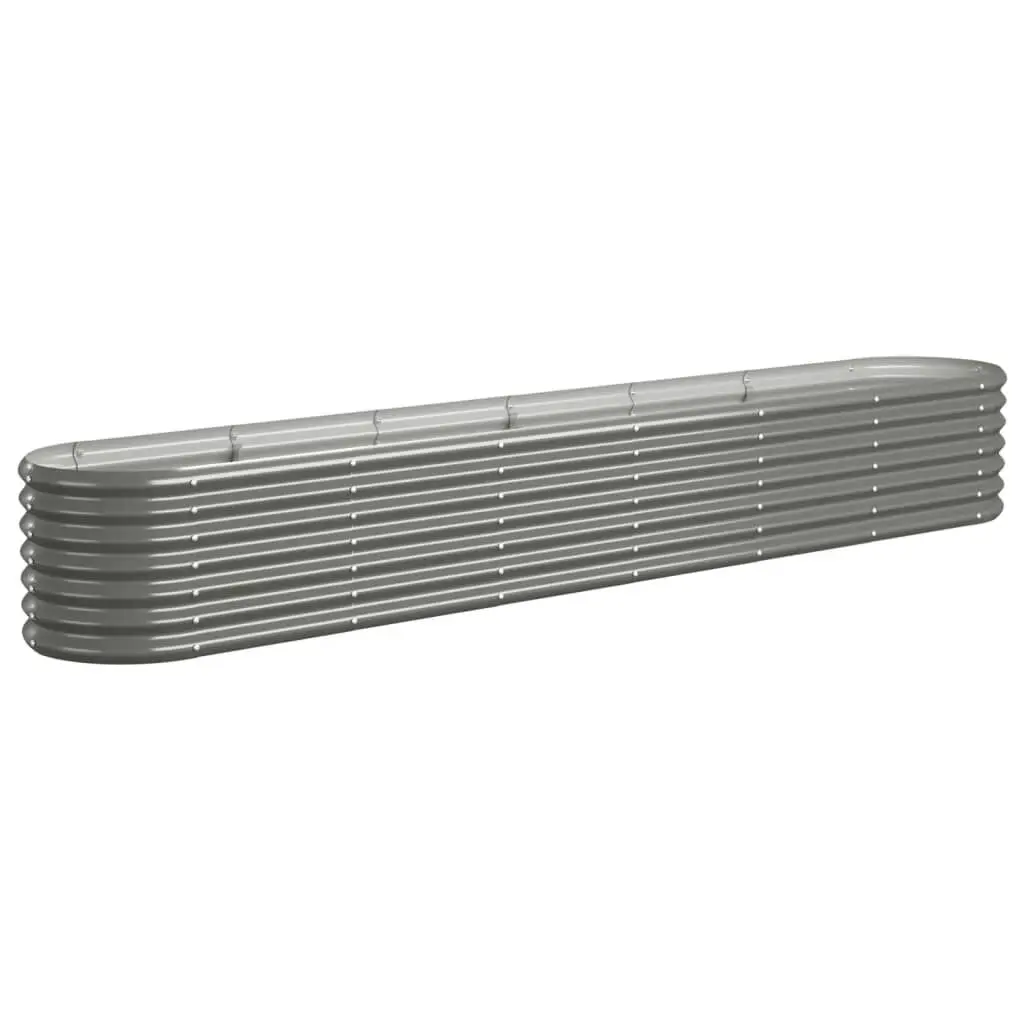Patio Raised Bed Powder-coated Steel 102.4x15.7x14.2 Inches Gray Garden Planter