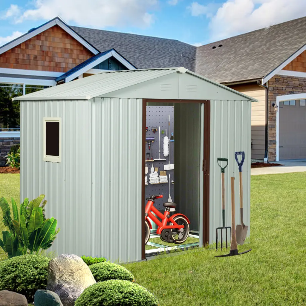 6x5 Outdoor Metallic Storage Shed Window White Ferrous Metal w-540 wwc