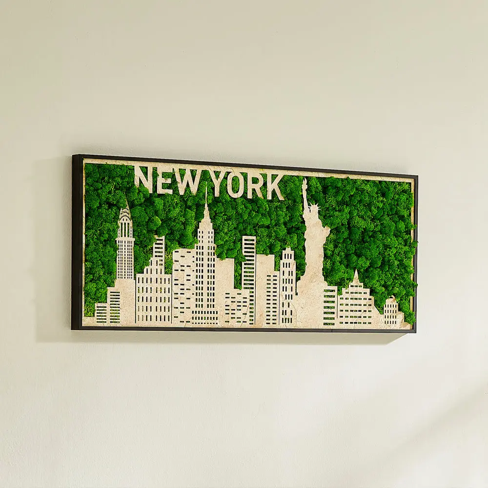 York Moss City Metallic Wall Art Small Green Ferrous Metal Decor rnb
