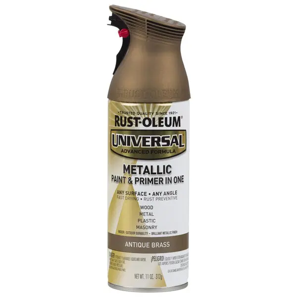 Rust-Oleum 260728 Universal Metallic Spray Paint & Primer Antique Brass 11 Oz