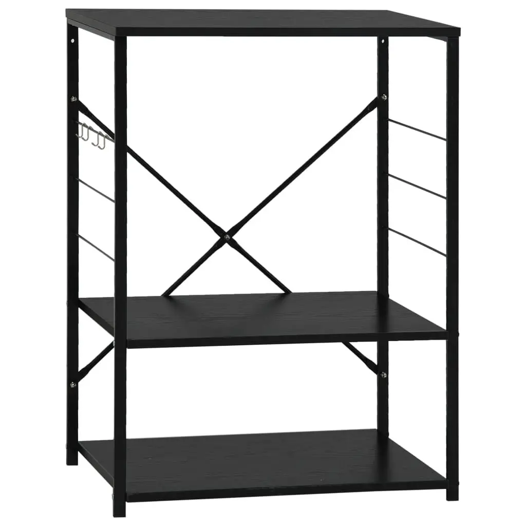 Microwave Cabinet Black 23.6x15.6x31.3 Inches Engineered Wood Kitchen Organizer
