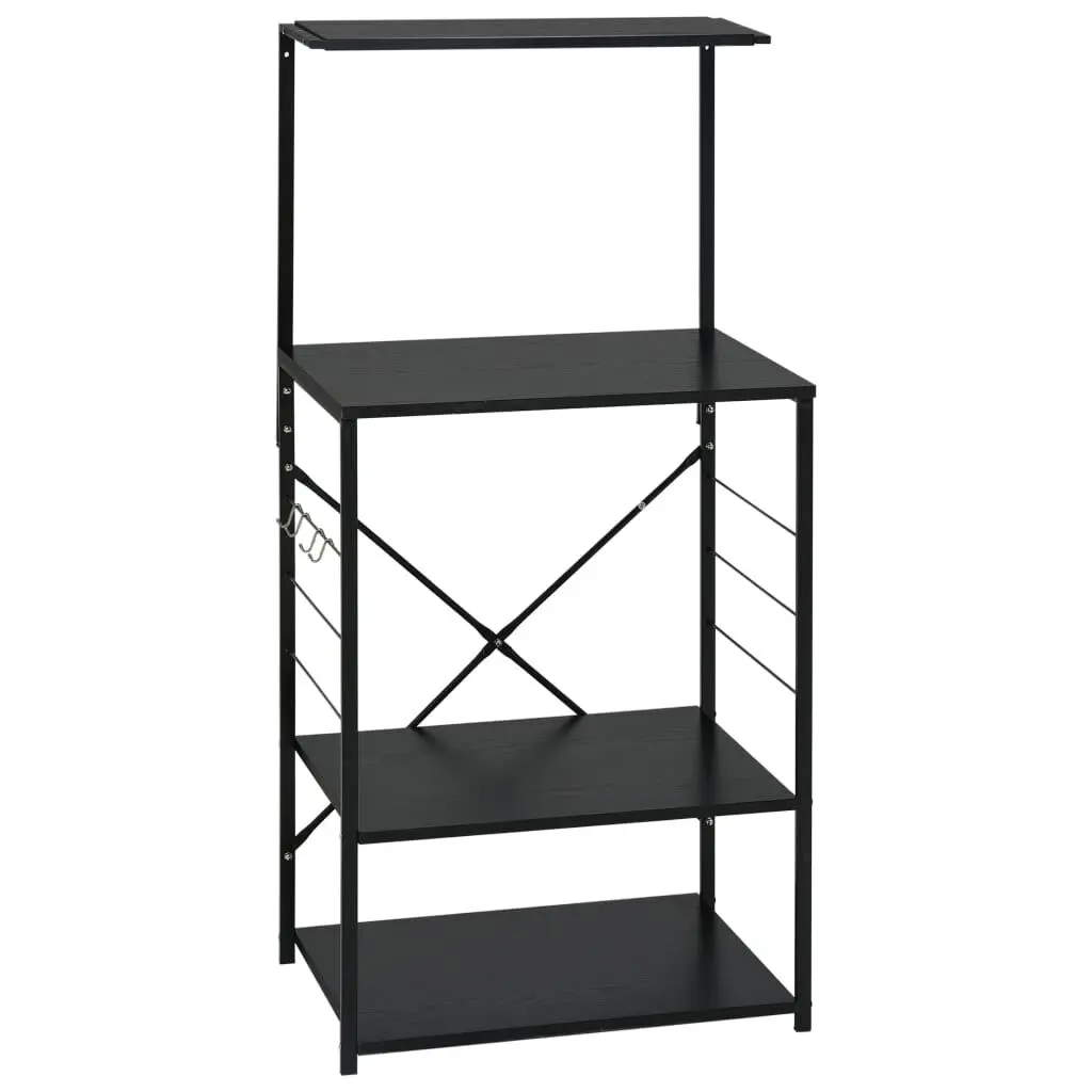Microwave Cabinet Black Engineered Wood Kitchen Storage 23.6x15.6x48.4 Inches