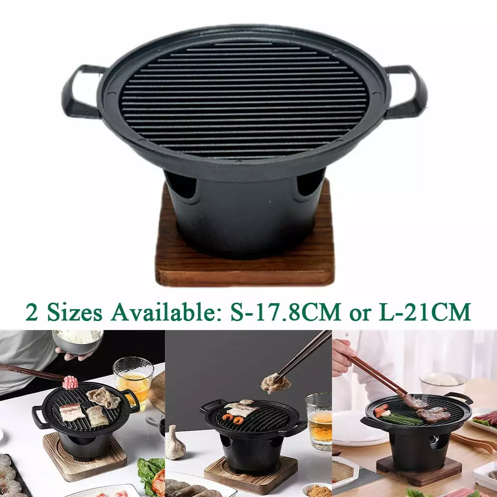 Japanese Mini Barbecue Grill Oven - Black Aluminum Alloy Travel-Friendly Grill Camping - Suitable 1-2 People