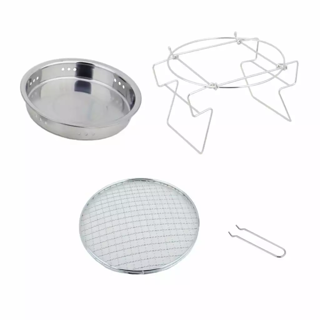 Mini Outdoor Stainless Steel Round Barbecue Rack - Travel-Friendly Folding Campfire BBQ Charcoal Grill Combo Picnic Patio ...