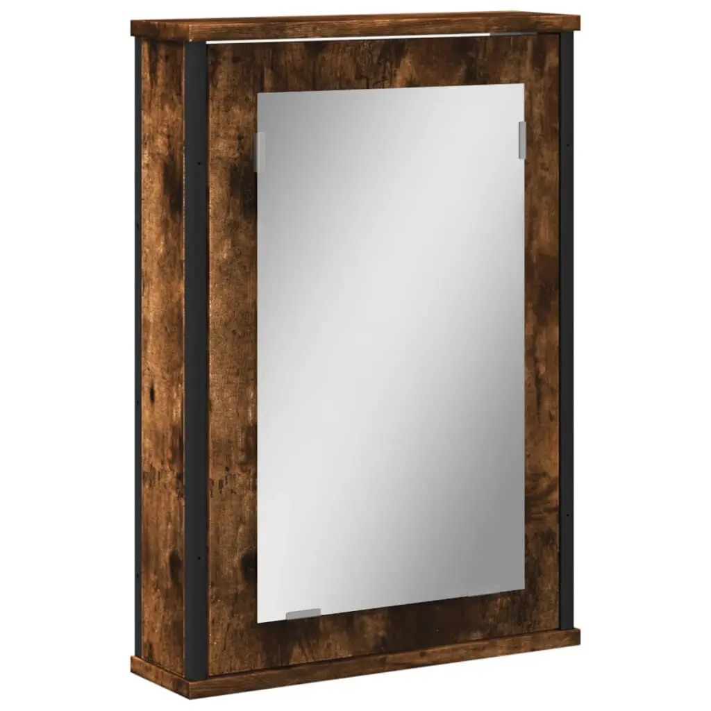 Bathroom Mirror Cabinet Smoked Oak 16.5x4.7x23.6 Inches Engineered Wood