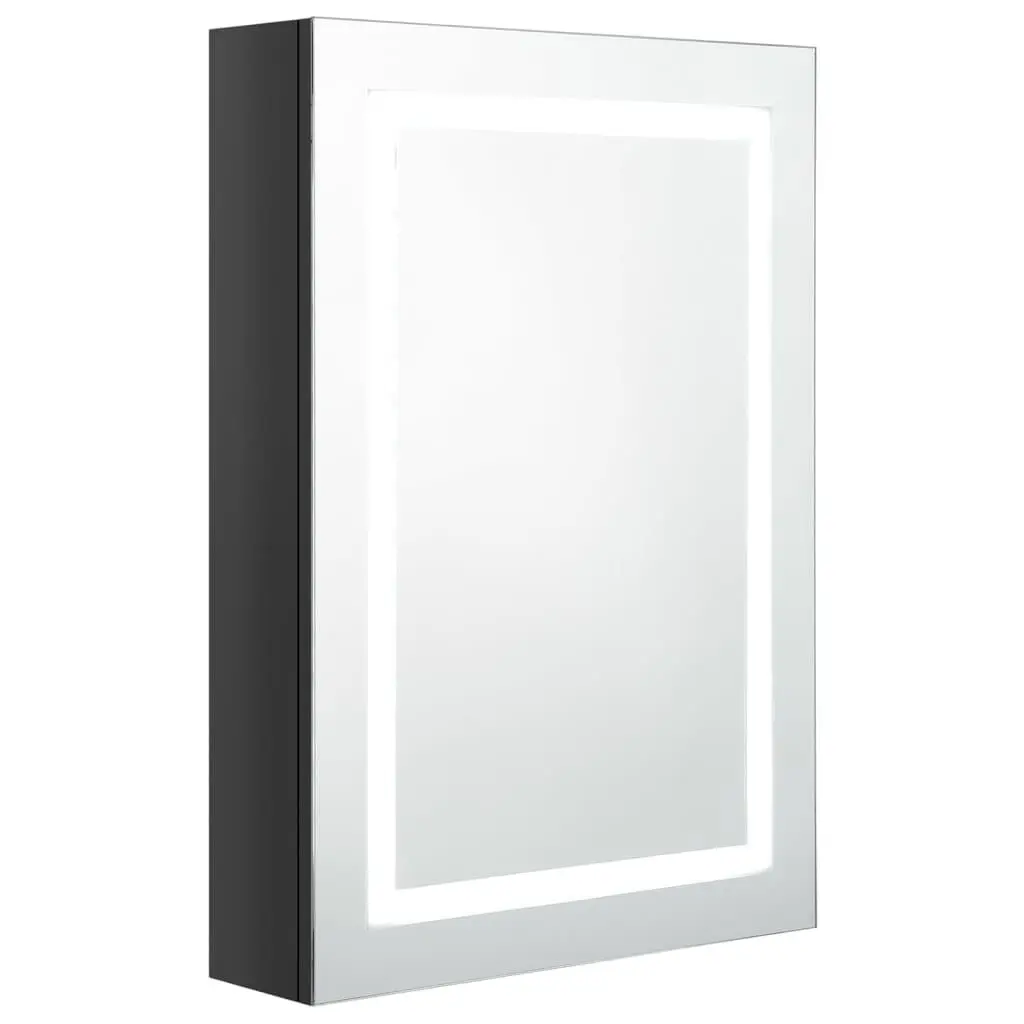 LED Bathroom Mirror Cabinet Shining Black 19.7x5.1x27.6 Inches Lights