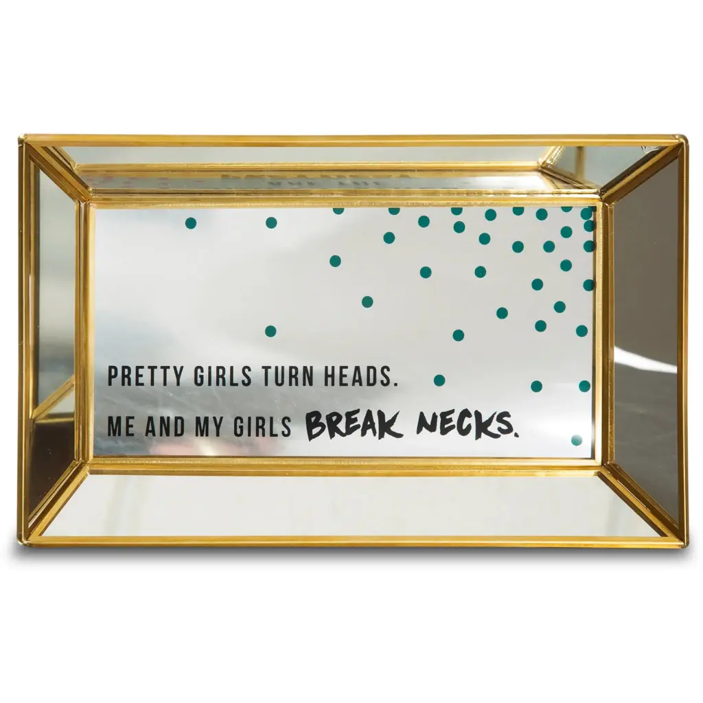 Pavilion Gift Company 75107 Pretty Girls Turn Heads Mirrored Tray 10 x 6 Inches