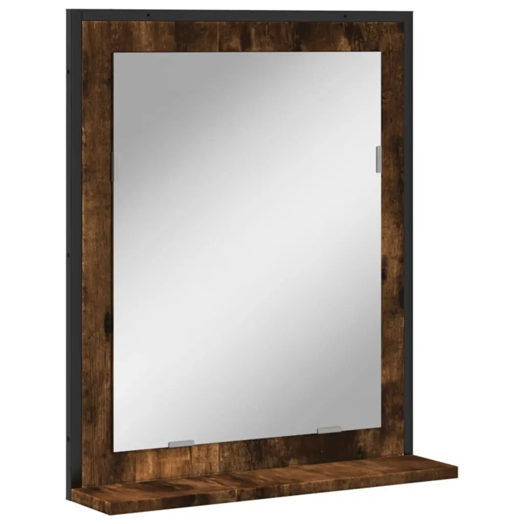 Bathroom Mirror Shelf Smoked Oak 19.7x4.7x23.6 Inches Engineered Wood