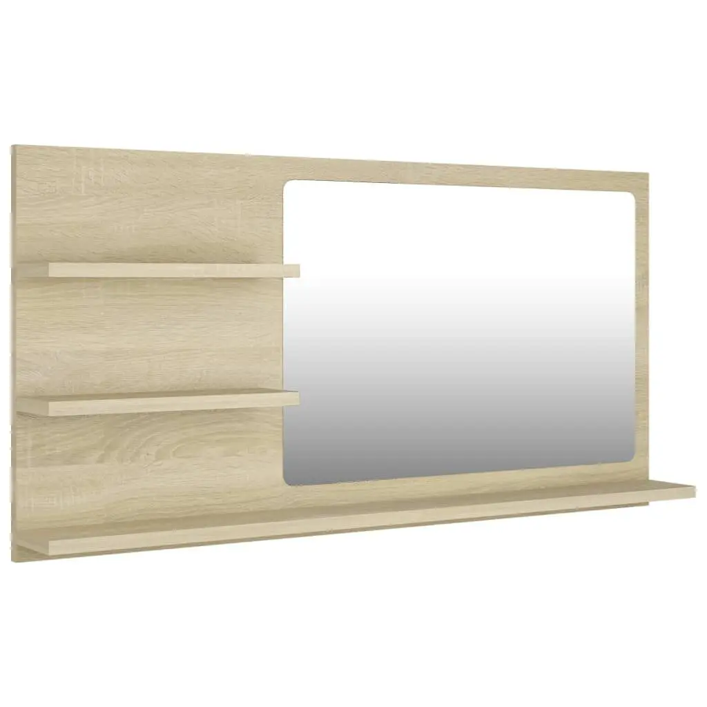 Bathroom Mirror Sonoma Oak 35.4x4.1x17.7 Inches Engineered Wood