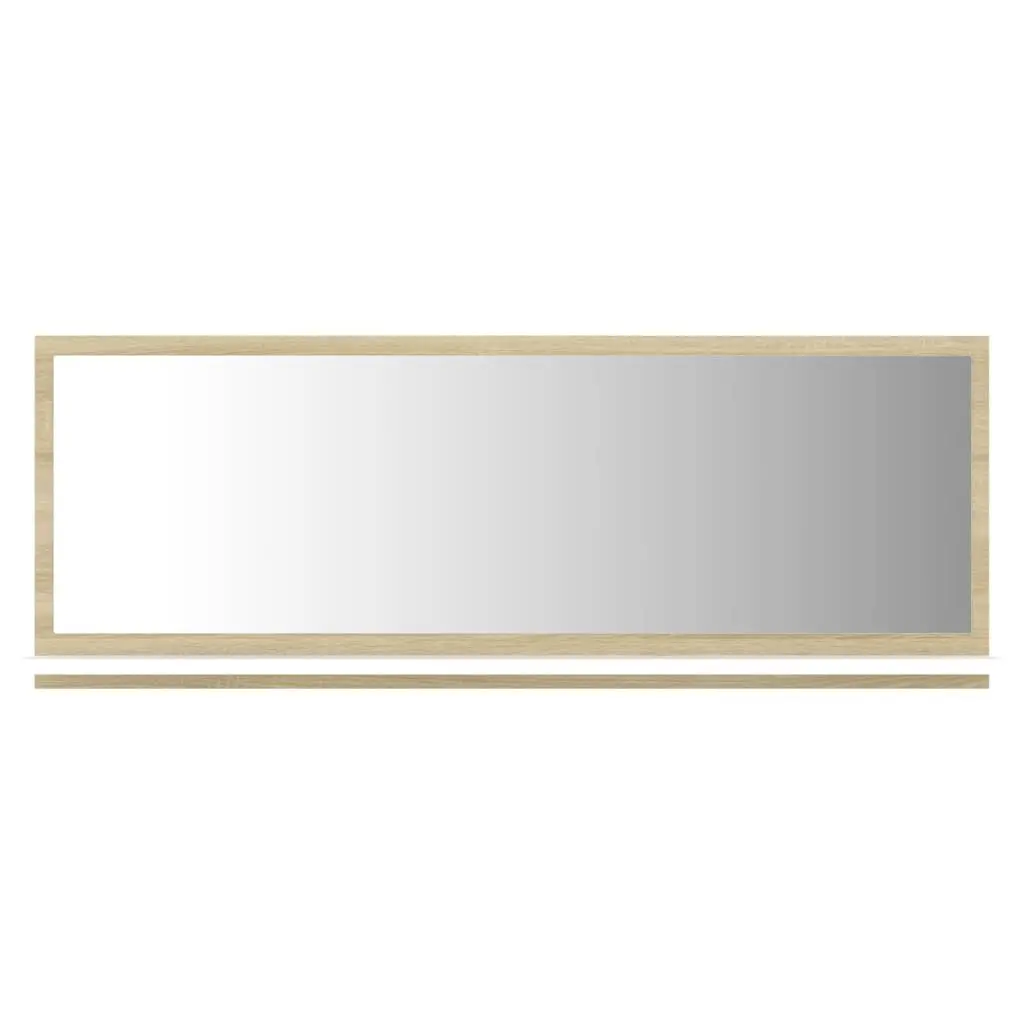 Bathroom Mirror White and Sonoma Oak 39.4x4.1x14.6 Inches Engineered Wood