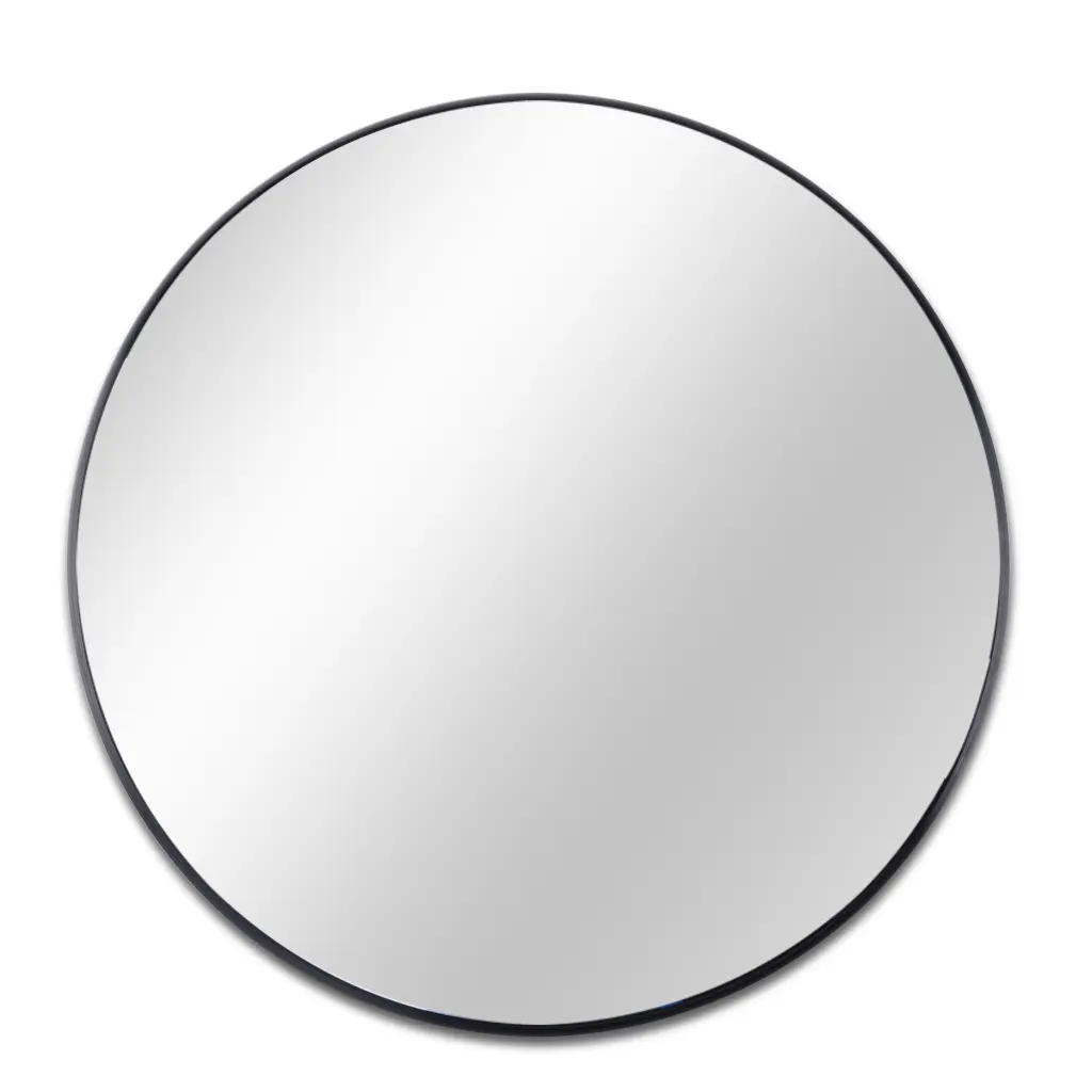 Black 24 Inch Metallic Round Bathroom Mirror Classic MDF Aluminium Frame sdkoa