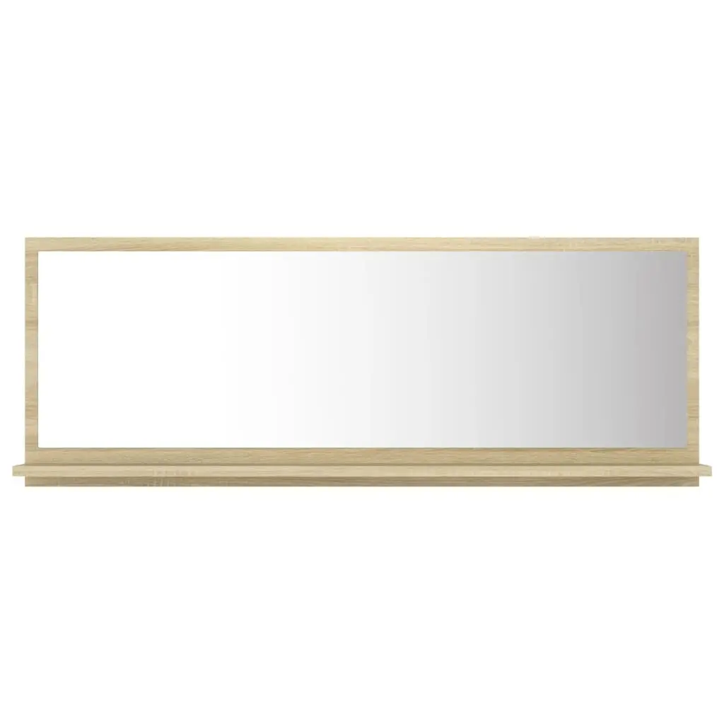 Sonoma Oak Bathroom Mirror 39.4x4.1x14.6 Inches Engineered Wood Frame