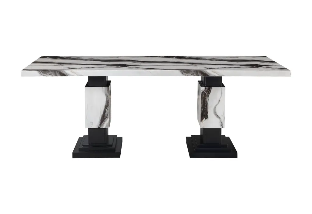 Stacey Zebra White Black Dining Table Multicolor Seats 6 Dining Room Modern Furniture luxe modern furniture