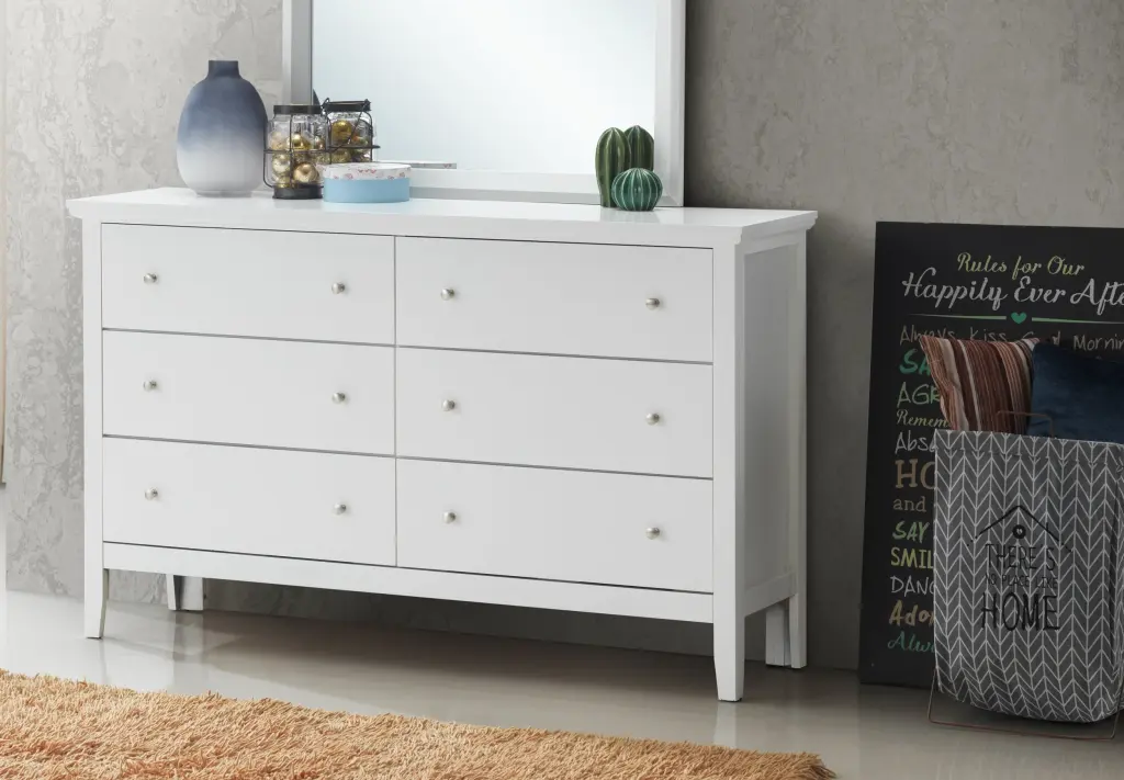 Primo G1339 D Dresser White Particle Board Bedroom Storage glory furniture