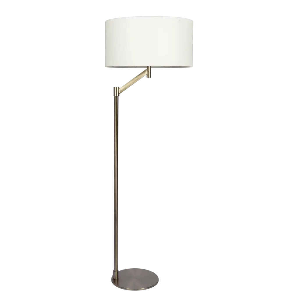 Serene Brushed Nickel Floor Lamp Rotary Switch Metallic Base White Linen Shade ashcroft furniture