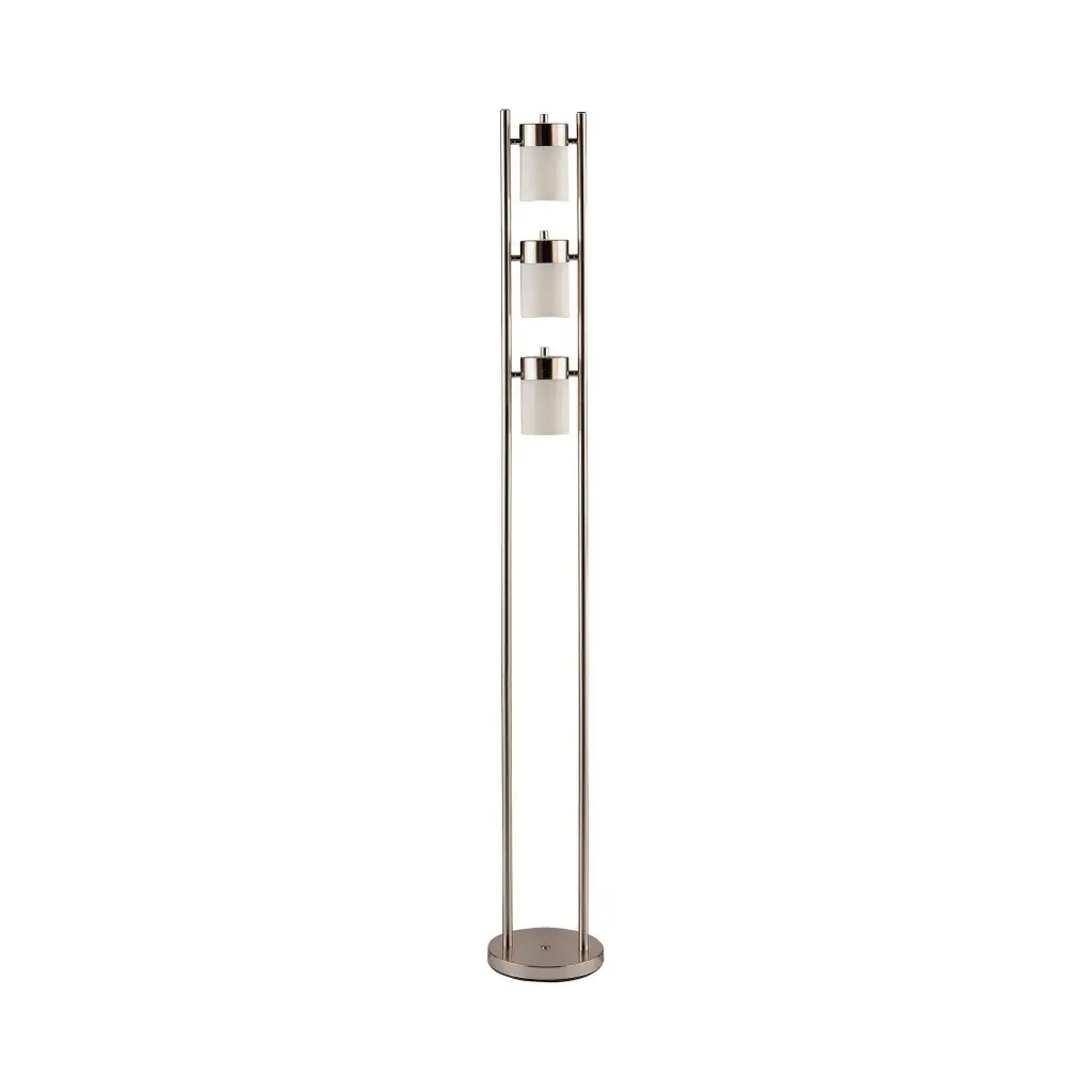 65 Inch Silver Floor Lamp 3 Swivel Lights And Frosted Glass Shades royal hampton